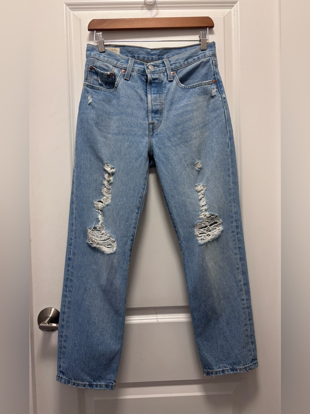 Levi's Light Blue Distressed Boyfriend Jeans